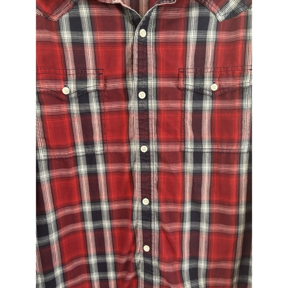 Urban Pipeline Mens XL Shirt Flannel Button Red Blue Plaid - Picture 3 of 7